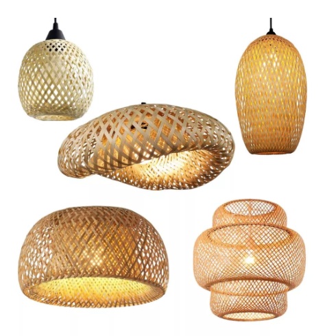 Luminárias pendentes de material natural