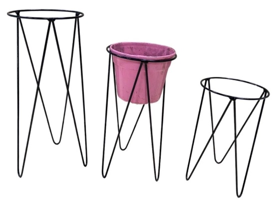 suportes de plantas de ferro pintado na cor preto