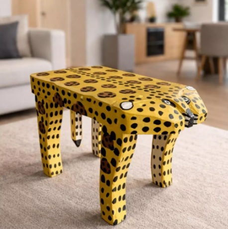 banquinho de onça pintada amarela
