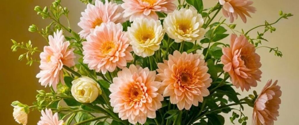 arranjo de flores com Crisântemos